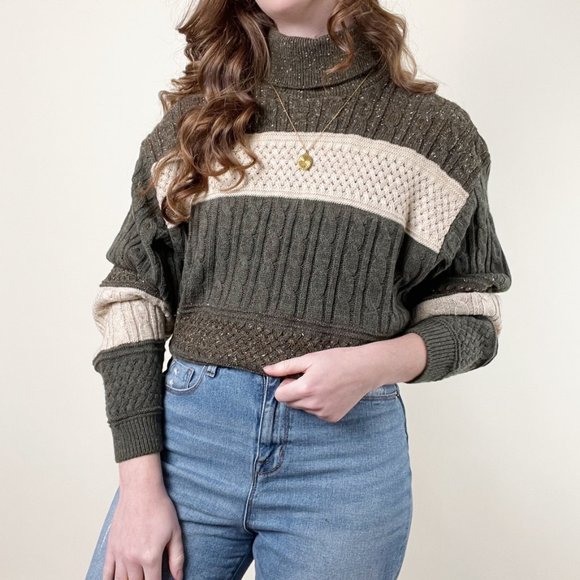 Vintage Wool Cable Knit Oversized Sweater Woven Chunky Cozy Slouchy Aran Preppy - Picture 7 of 7